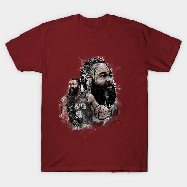 James Harden On Sketch Art T-Shirt by pentaShop